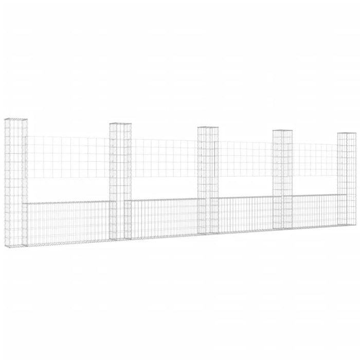 Coș gabion în formă de U cu 5 stâlpi, 500x20x150 cm, fier - WALTI WALTI