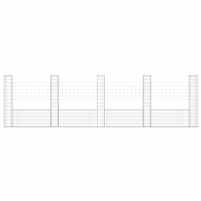 Coș gabion în formă de U cu 5 stâlpi, 500x20x150 cm, fier - WALTI WALTI