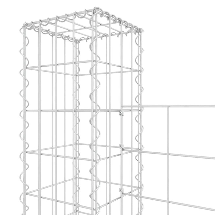 Coș gabion în formă de U cu 5 stâlpi, 500x20x150 cm, fier - WALTI WALTI