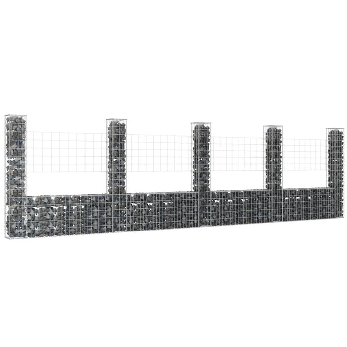 Coș gabion în formă de U cu 5 stâlpi, 500x20x150 cm, fier - WALTI WALTI