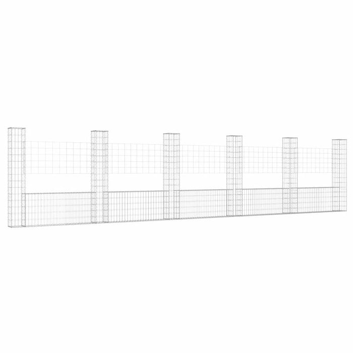 Coș gabion în formă de U cu 6 stâlpi, 620x20x150 cm, fier - WALTI WALTI