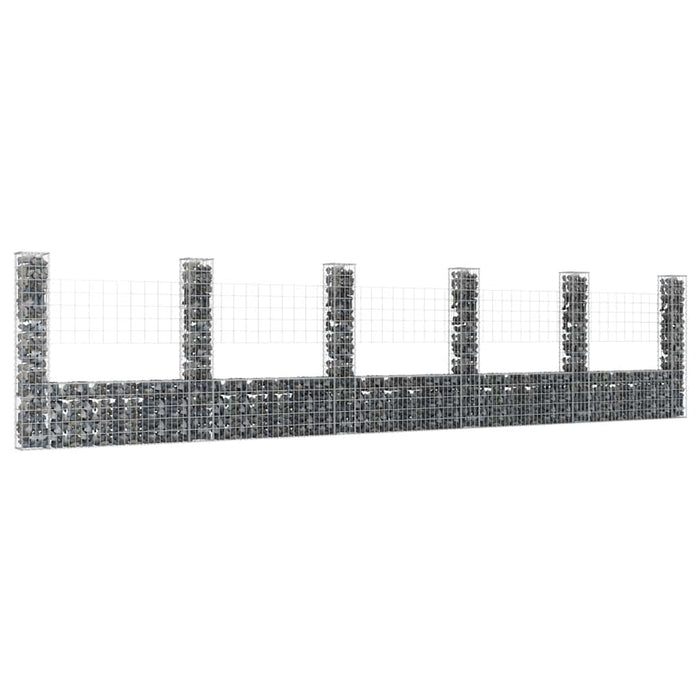 Coș gabion în formă de U cu 6 stâlpi, 620x20x150 cm, fier - WALTI WALTI