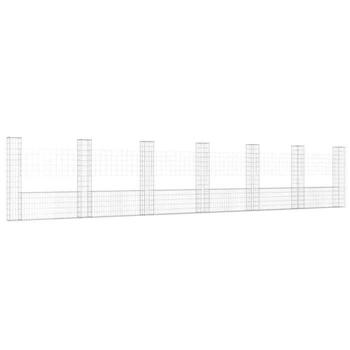 Coș de gabion în formă de U cu 7 stâlpi, 740x20x150 cm, fier - WALTI WALTI