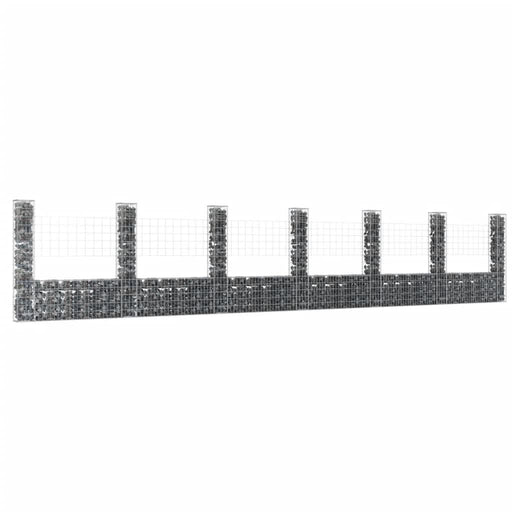 Coș de gabion în formă de U cu 7 stâlpi, 740x20x150 cm, fier - WALTI WALTI