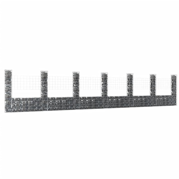 Coș de gabion în formă de U cu 7 stâlpi, 740x20x150 cm, fier - WALTI WALTI