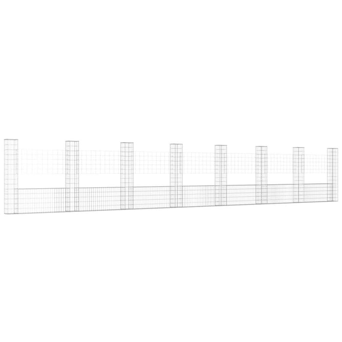 Coș gabion în formă de U cu 8 stâlpi, 860x20x150 cm, fier - WALTI WALTI