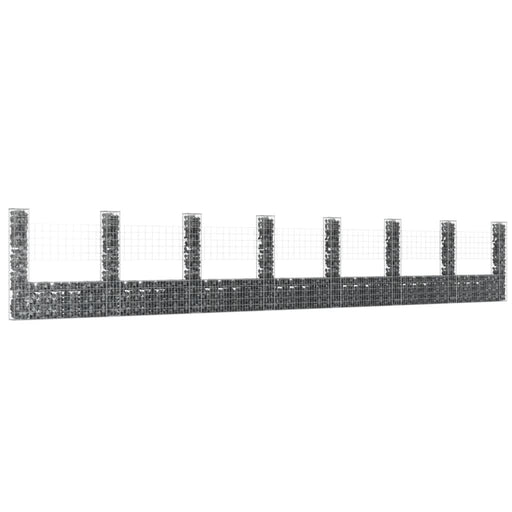 Coș gabion în formă de U cu 8 stâlpi, 860x20x150 cm, fier - WALTI WALTI