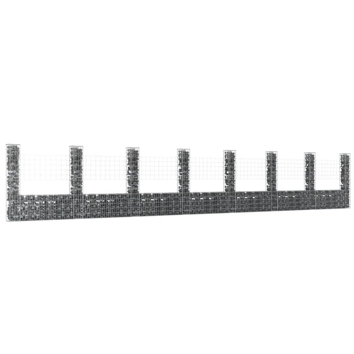 Coș gabion în formă de U cu 8 stâlpi, 860x20x150 cm, fier - WALTI WALTI