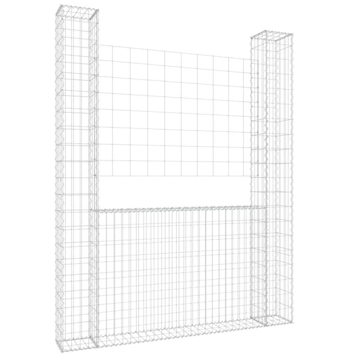 Coș de gabion în formă de U, 2 stâlpi, 140x20x200 cm, fier - WALTI WALTI