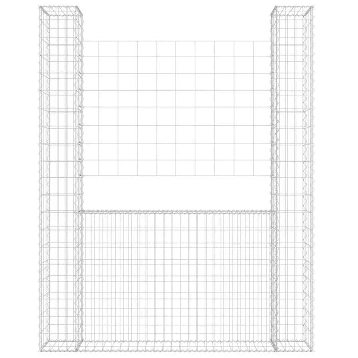 Coș de gabion în formă de U, 2 stâlpi, 140x20x200 cm, fier - WALTI WALTI