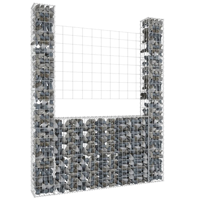 Coș de gabion în formă de U, 2 stâlpi, 140x20x200 cm, fier - WALTI WALTI
