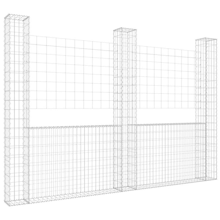 Coș gabion în formă de U cu 3 stâlpi, 260x20x200 cm, fier - WALTI WALTI
