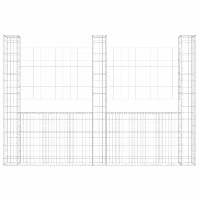 Coș gabion în formă de U cu 3 stâlpi, 260x20x200 cm, fier - WALTI WALTI