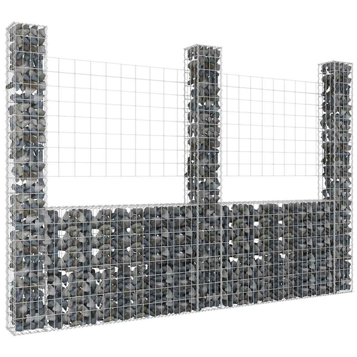 Coș gabion în formă de U cu 3 stâlpi, 260x20x200 cm, fier - WALTI WALTI