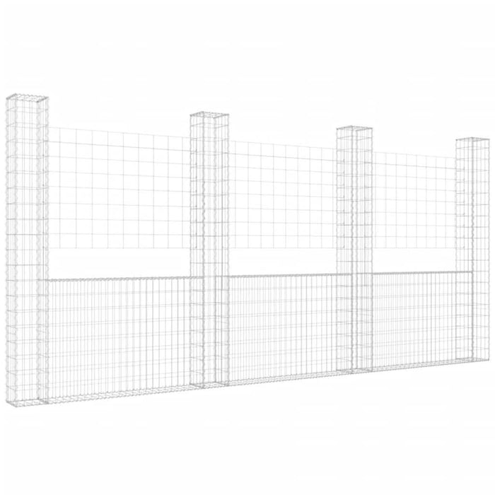Coș gabion în formă de U cu 4 stâlpi, 380x20x200 cm, fier - WALTI WALTI