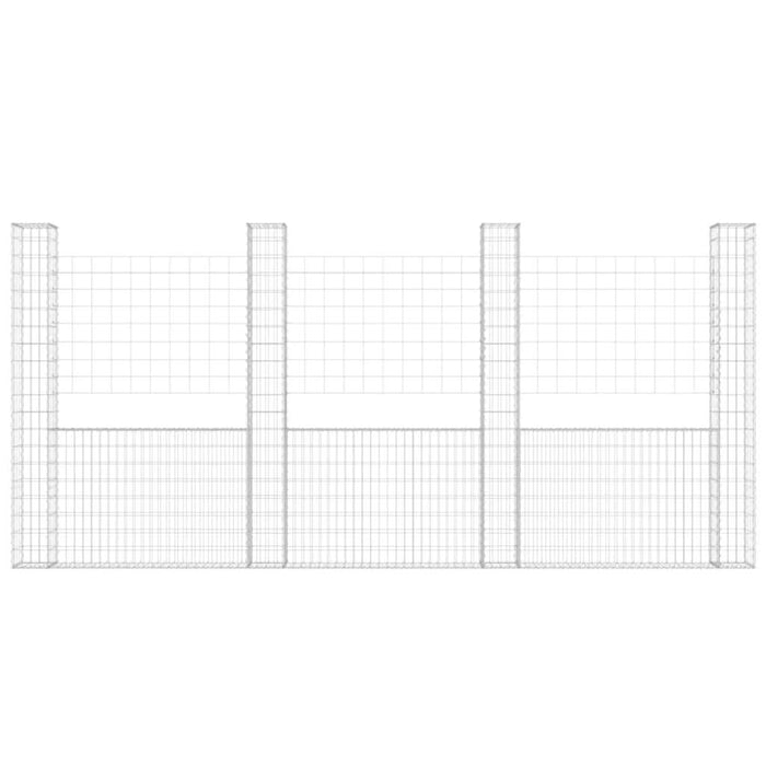 Coș gabion în formă de U cu 4 stâlpi, 380x20x200 cm, fier - WALTI WALTI