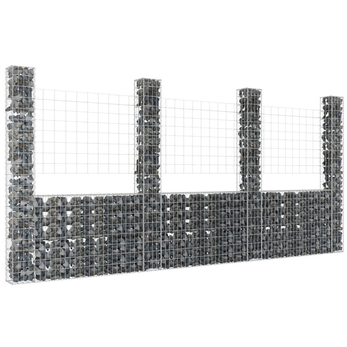 Coș gabion în formă de U cu 4 stâlpi, 380x20x200 cm, fier - WALTI WALTI