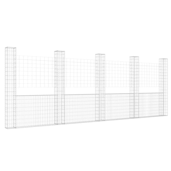 Coș de gabion în formă de U cu 5 stâlpi, 500x20x200 cm, fier - WALTI WALTI