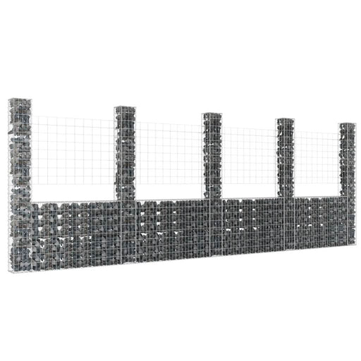 Coș de gabion în formă de U cu 5 stâlpi, 500x20x200 cm, fier - WALTI WALTI