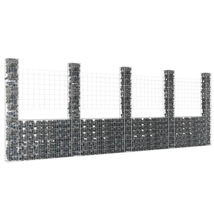 Coș de gabion în formă de U cu 5 stâlpi, 500x20x200 cm, fier - WALTI WALTI