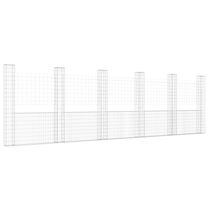 Coș gabion în formă de U cu 6 stâlpi, 620x20x200 cm, fier - WALTI WALTI