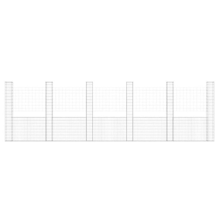 Coș gabion în formă de U cu 6 stâlpi, 620x20x200 cm, fier - WALTI WALTI