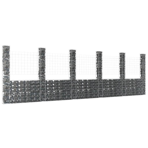 Coș gabion în formă de U cu 6 stâlpi, 620x20x200 cm, fier - WALTI WALTI