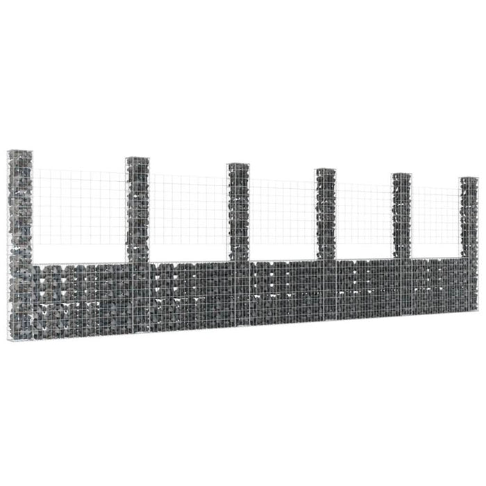 Coș gabion în formă de U cu 6 stâlpi, 620x20x200 cm, fier - WALTI WALTI