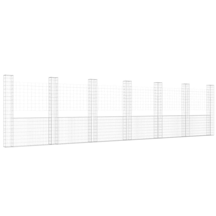 Coș de gabion în formă de U cu 7 stâlpi, 740x20x200 cm, fier - WALTI WALTI