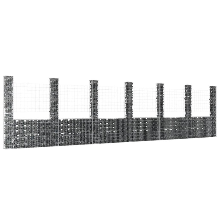 Coș de gabion în formă de U cu 7 stâlpi, 740x20x200 cm, fier - WALTI WALTI