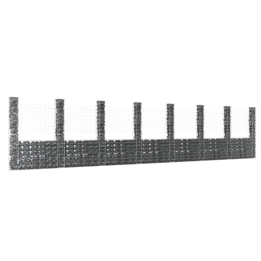 Coș gabion în formă de U cu 8 stâlpi, 860x20x200 cm, fier - WALTI WALTI