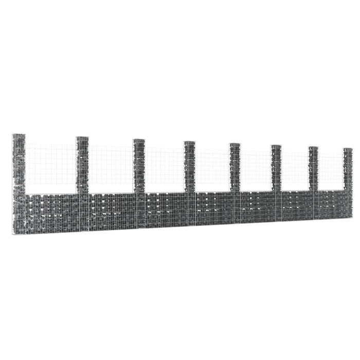 Coș gabion în formă de U cu 8 stâlpi, 860x20x200 cm, fier - WALTI WALTI