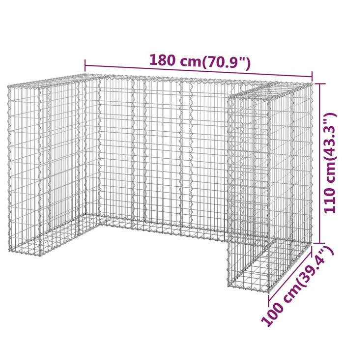 Perete gabion pentru pubele, 180x100x110 cm, oțel galvanizat - WALTI WALTI