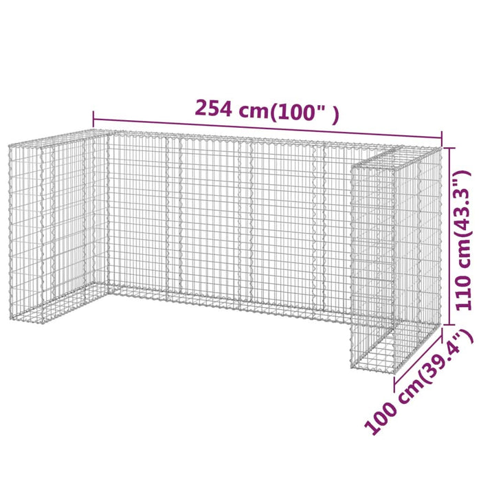 Perete gabion pentru pubele, 254x100x110 cm, oțel galvanizat - WALTI WALTI