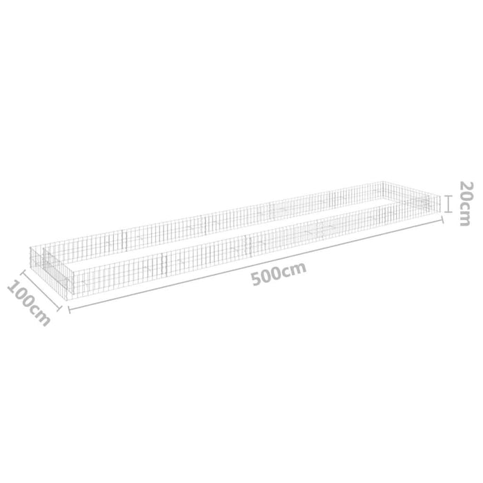 Strat înălțat de gabion, 500x100x20 cm, oțel galvanizat - WALTI WALTI