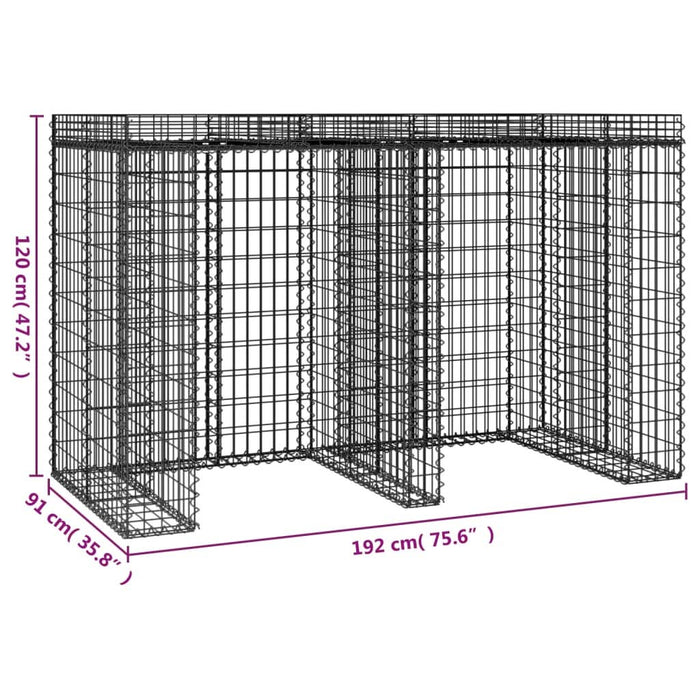 Perete gabion pentru pubela gunoi 192x91x120 cm fier galvanizat - WALTI WALTI