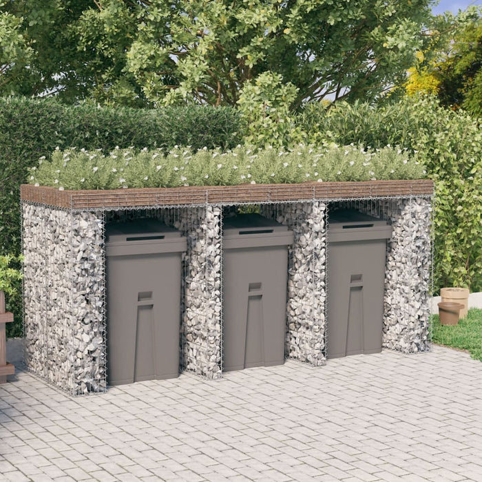 Perete gabion pentru pubela gunoi 270x91x120 cm fier galvanizat - WALTI WALTI