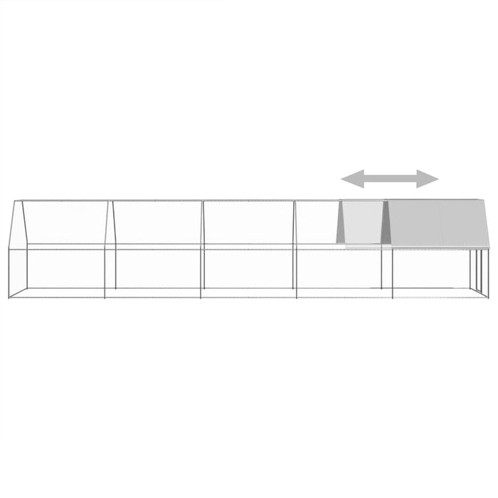 Coteț de exterior pentru păsări, 2x10x2 m, oțel zincat - WALTI WALTI