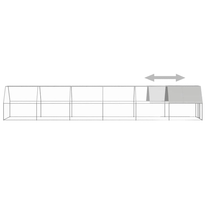 Coteț de exterior pentru păsări, 2x12x2 m, oțel zincat - WALTI WALTI