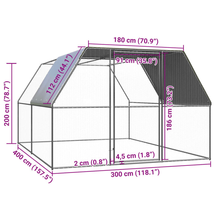 Coteț de păsări pentru exterior, 3x4x2 m, oțel zincat - WALTI WALTI