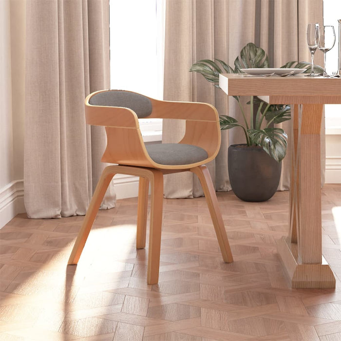 Scaun de bucătărie, gri taupe, lemn curbat și material textil - WALTI WALTI
