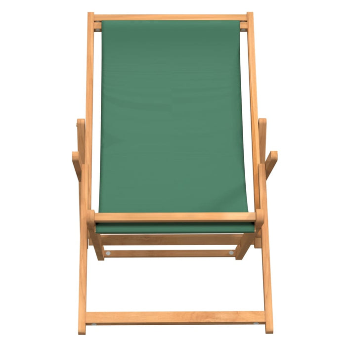 Scaun de plajă pliabil, verde, lemn masiv de tec WALTI