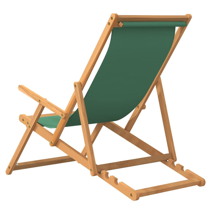 Scaun de plajă pliabil, verde, lemn masiv de tec WALTI