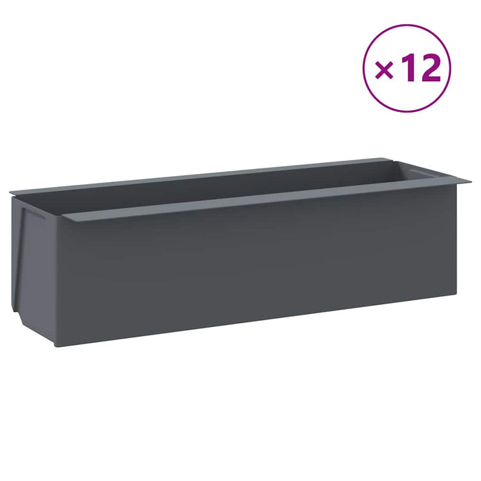 Cutii de flori pentru europaleți 12 buc. gri 36x13,5x9,5 cm PP WALTI