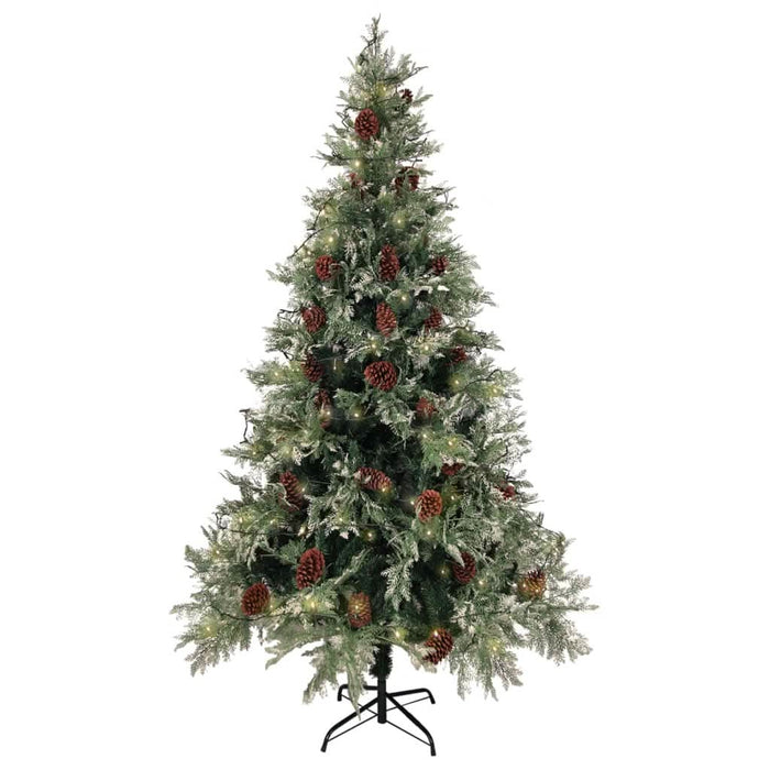 Brad Crăciun pre-iluminat conuri de pin verde/alb 195 cm PVC/PE - WALTI WALTI
