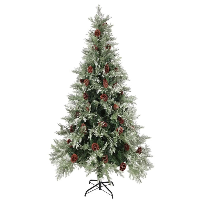 Brad Crăciun pre-iluminat conuri de pin verde/alb 225 cm PVC/PE - WALTI WALTI