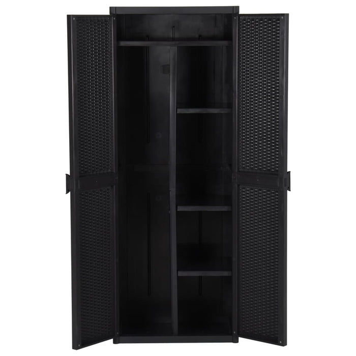 Dulap depozitare de grădină, negru, 65x45x172 cm, PP ratan - WALTI WALTI