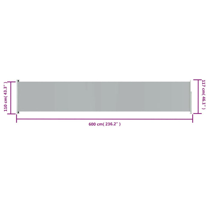 Copertină laterală retractabilă de terasă, gri, 117x600 cm - WALTI WALTI