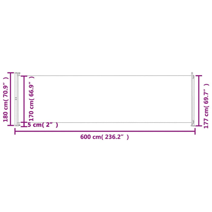 Copertină laterală retractabilă de terasă, negru, 180x600 cm - WALTI WALTI