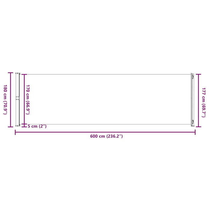 Copertină laterală retractabilă de terasă, maro, 180x600 cm - WALTI WALTI